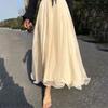 Women's Maxi High Waist Drawstring Loose Flowy Sheer Long Skirt Elegant Casual Daily A-line Skirt