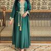 Ramadan Muslim Gold Embroidery Dresses Abayas Dubai Casual Kaftan Robe Ethnic Costumes with Long Sleeve for Womens