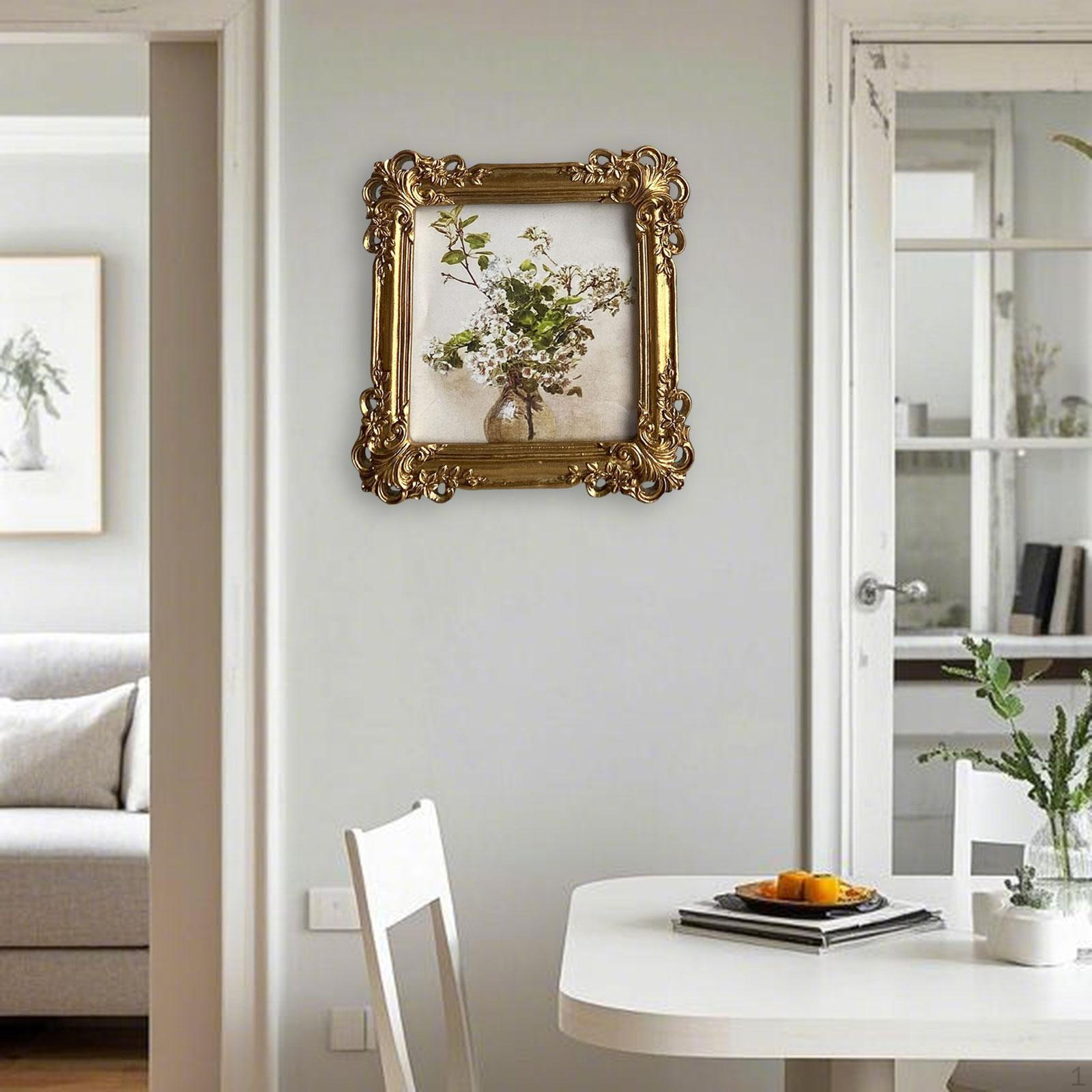 

Винтажная фоторамка Антикварный европейский держатель Ретро барокко Домашний декор для спальни Свадьба золотой