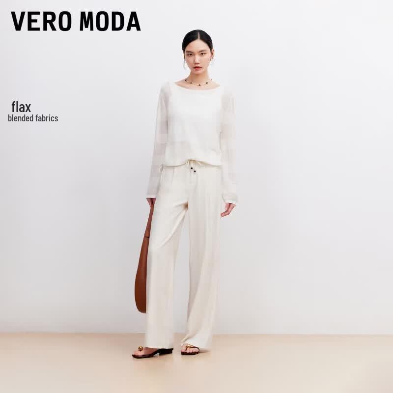 VEROMODA Women s Linen Blend Drawstring Wide-Leg Pants S