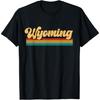 Souvenirs USA Retro Wyoming T-Shirt - Black, Unisex, Classic Fit, Short Sleeve, Small