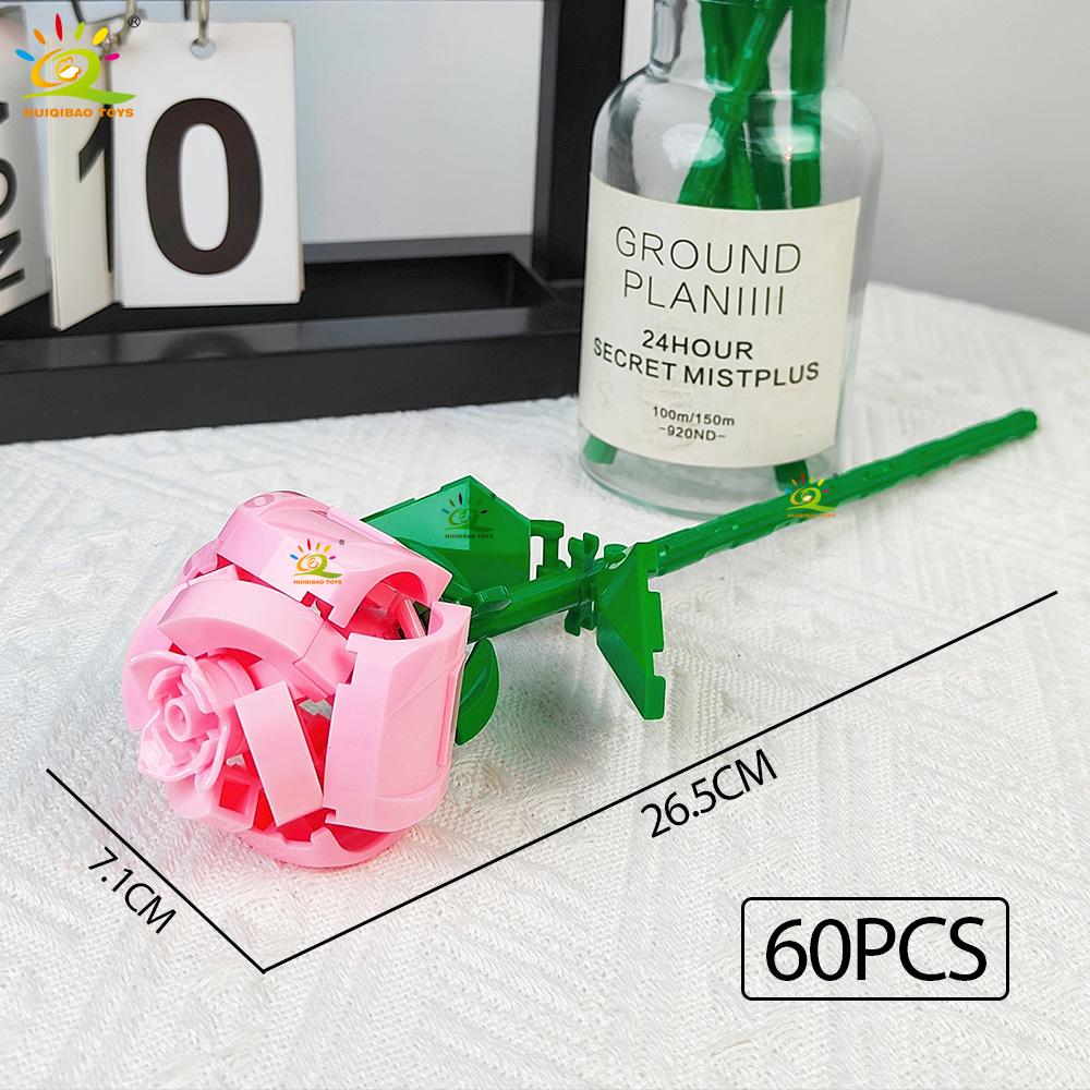 MOC Rose Flower Model Building Blocks DIY Eternal Bouquet Bricks Kits Toy For Children Girl Home Decoration Xmas Gift