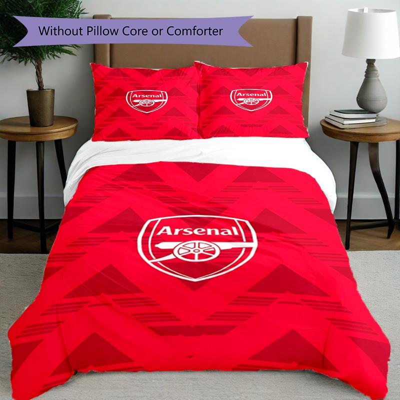 3pcs Duvet Cover Set (1*Duvet Cover + 2*Pillowcase, Without Core),football team Print Bedding Set, Bedroom Decor, All‑Season, Birthday Gift