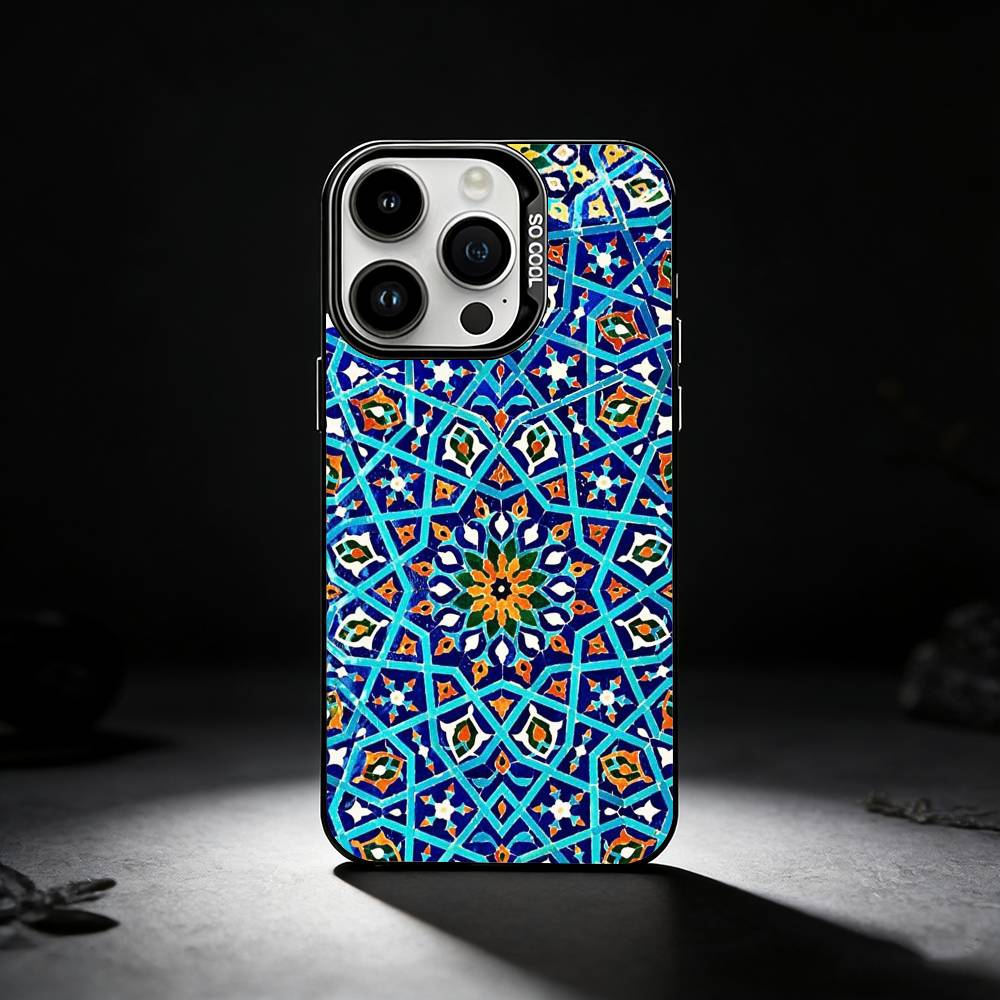 

Art Tile Moroccan pattern Phone Case For iPhone 17,16,15,14,13,12,11 Plus,Pro Max,XS,Colored silver phone case iPhone15plus