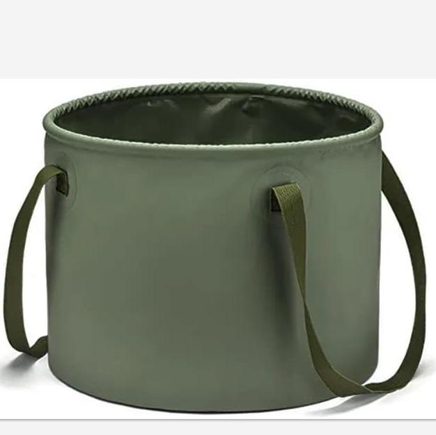 Găleată pliabilă, găleată pliabilă portabilă, recipient de apă, chiuvetă pentru camping, pescuit, drumeții, călătorii, spălat auto (Verde Armată 20L)