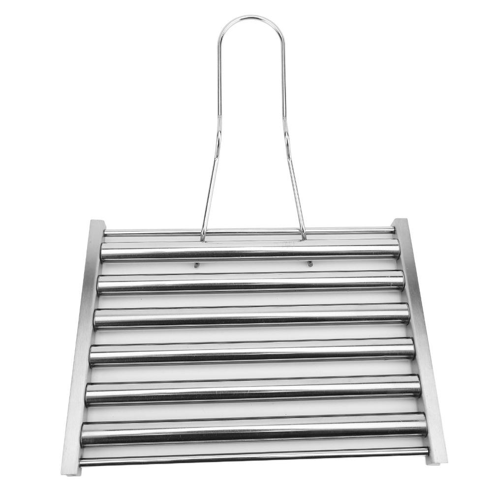 Stainless Steel Sausage Roller Rack Silver BBQ Grill Rack Durable Hot Dog Roller Camping Grill