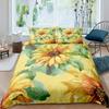 Set Copripiumino Girasoli Girasoli in Fiore Stampa Campo Set Biancheria da Letto per Bambini Moderno Pittura a Olio Copripiumino in Microfibra