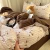 New Fresh Style Cotton Cartoon Duvet Cover Set for Mother and Baby - Includes 4-Piece and 3-Piece Sets with Fitted Sheet