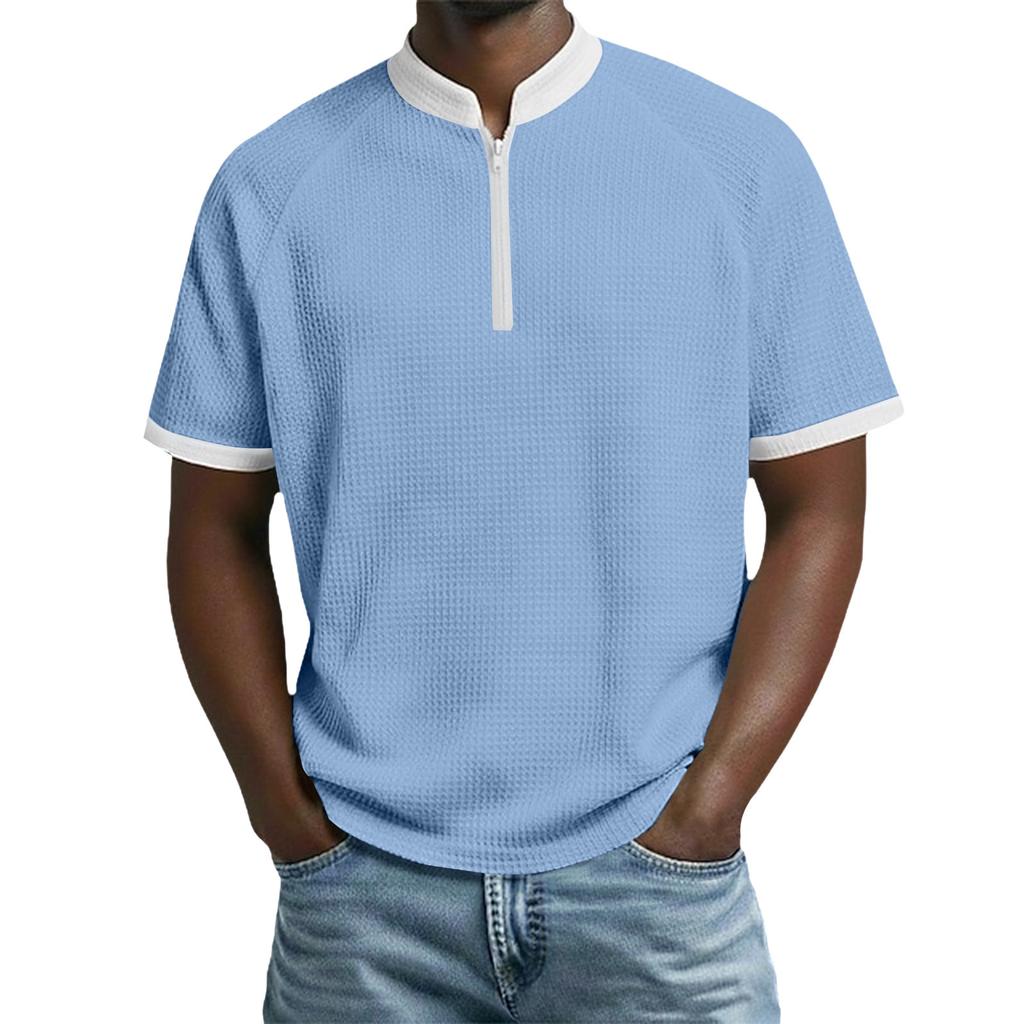 Men's Casual Fashionable Loose And Soft Breathable Top, Two-color Patchwork Short-sleeved Top.