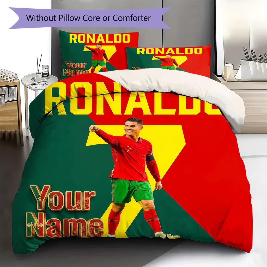 Biancheria da letto con Momento Celebrazione di Ronaldo Personalizzato, Set Trapunta Copripiumino Federa Regalo di Compleanno per la Casa (1 * copripiumino + 2 * federa, senza nucleo)