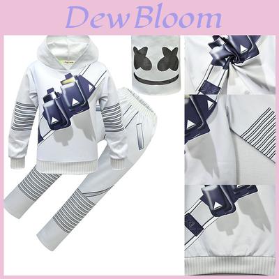 Dj Marshmallow Cosplay Costume For Kids Soft And Comfortable Hoodie Pants Mask Set