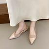 2025 Early Spring New Apricot Versatile Pointed Single Shoes Trendy Spring and Summer French Bag Head Sandals Women's Rear Air Temperament Splicing