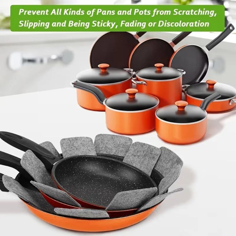 5PCS Pot and Pan Protectors Pot Dividers Pad Non-woven 3 Sizes Pans Separator Pads for Protecting Separators Pads Cookware