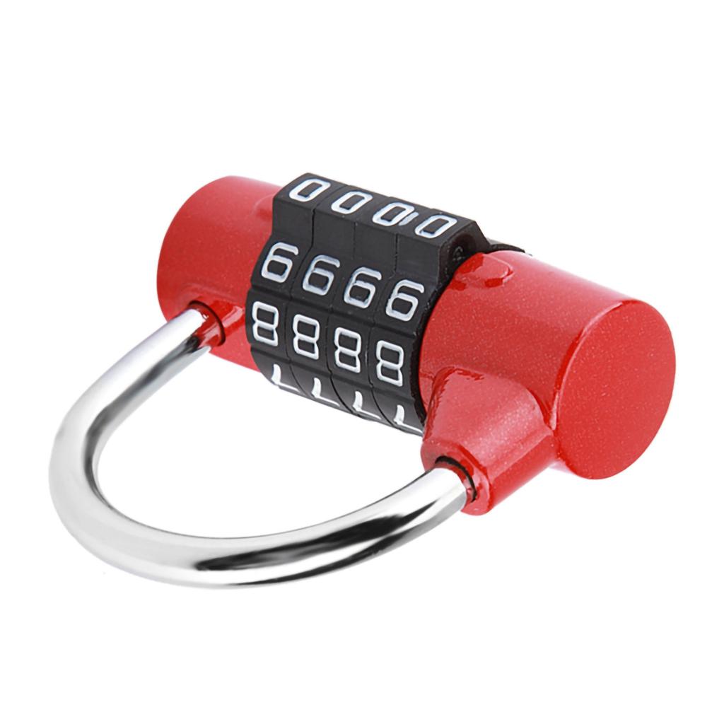 4 Dial Digit Code Combination Padlock Travel Suitcase Gym Locker Security Password Lock Red