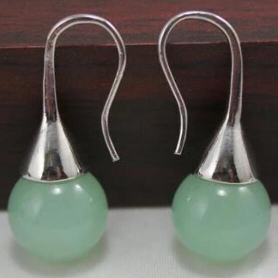 Cheap 12mm Natural Light Green Jade Earrings Fashion Jewelry AAA+ Joom