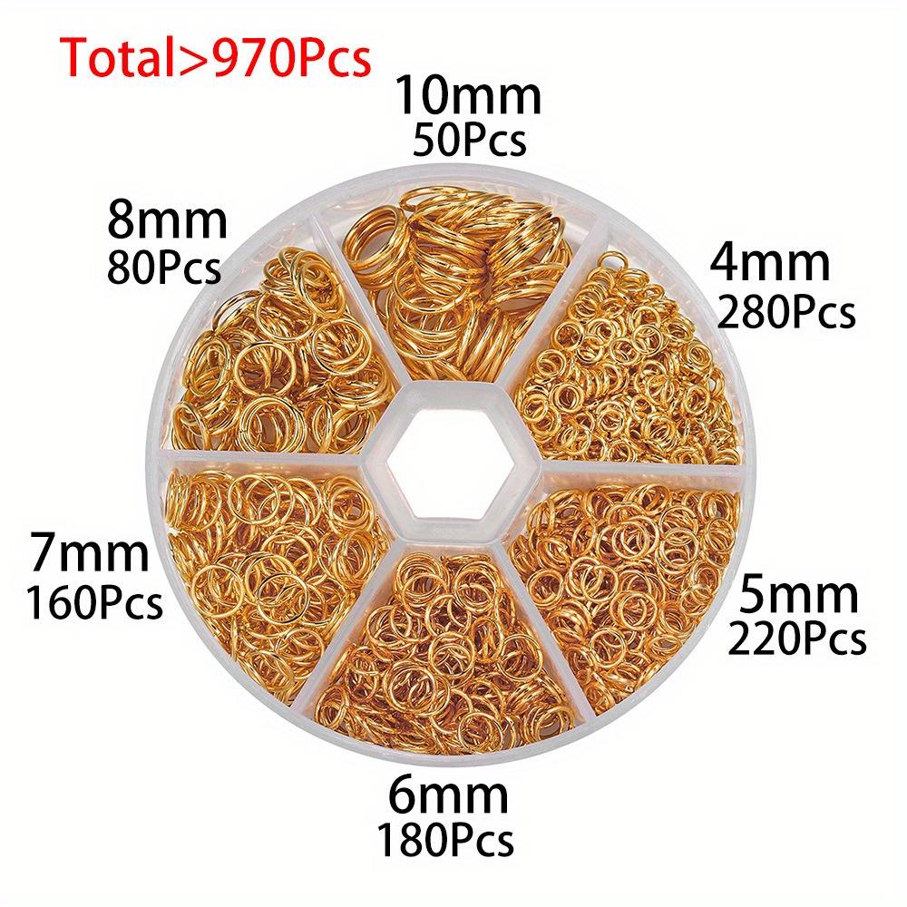 970Pcs Jewelry Earring Accessories 4/5/6/7/8/10mm Single Loop Hanging Ring Jump Ring Iron Ring Ornament Open Ring Round Ring Earring Chain Material