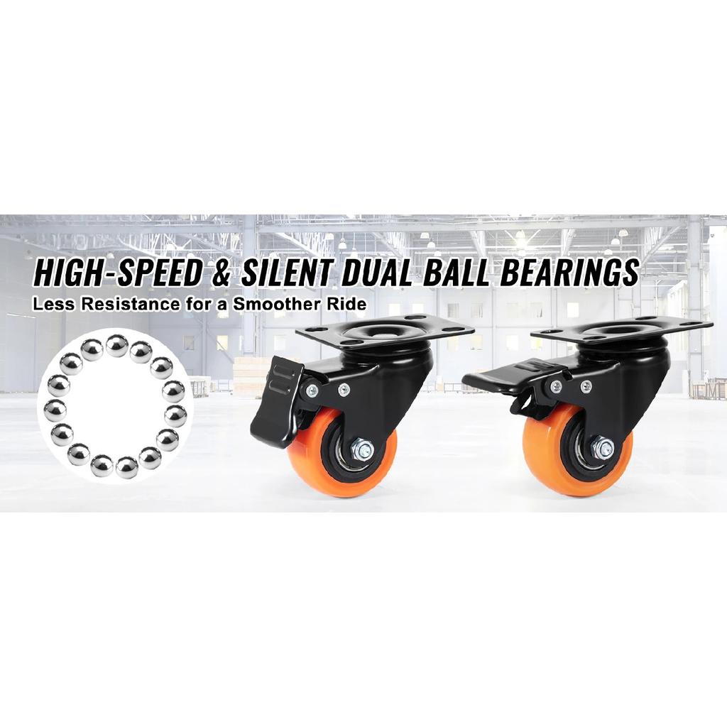 SucceBuy 2/3/4/5/6-inch Swivel Plate Casters Set of 4 with Security Dual Locking PVC Caster Wheels for Cart Furniture Workbench