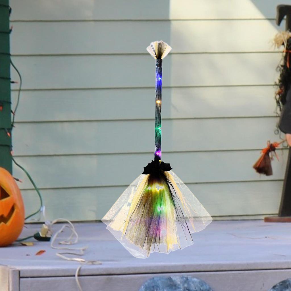 Halloween LED Hexenbesen Kostümzubehör 65cm Lang Heimdeko Basteln Besenstiele