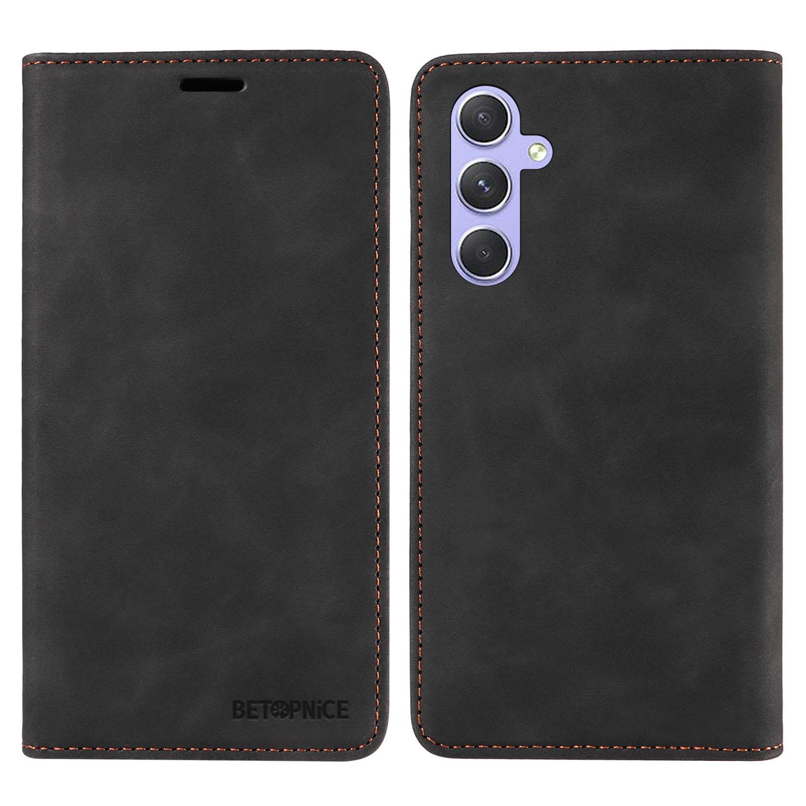 

BETOPNICE 003 Чехол-подставка для телефона для Samsung Galaxy A54 5G, Пыленепроницаемый кошелек с RFID-защитой из ПУ кожи Black