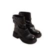 Leather Inner Heightening Martin Boots Women's Retro Short Boots Spring and Autumn Single Boots New Thick-soled Trousers Western Martin Boots