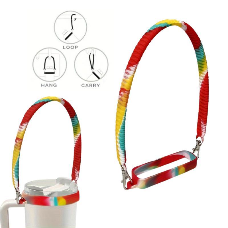 Gradient Color Water Bottle Handle Sling Strap Soft Silicone Water Cup Hanging Rope Sleeve For Most 8-40Oz Bottles Accessories