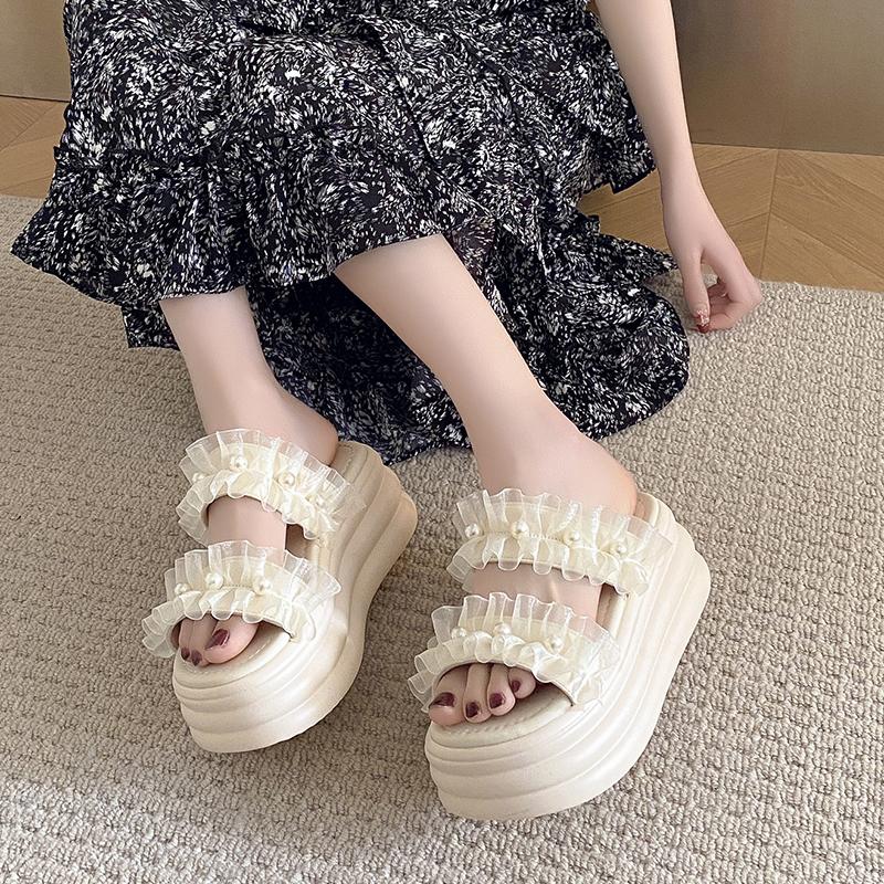 Fashion Summer Women Slippers New 2024 Thick Sole Dad Shoes Casual High Platform Slides Leisure Outside Flip-Flops Sneakers Woman 7.5CM
