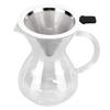 400ml Glass Coffee Pot Kettle Heat Resistant Pour Over Coffee Maker with Stainless Steel Filter for Home KitchenRound