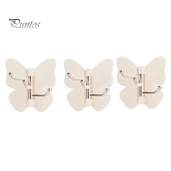 Corner Storage Hooks Rotating Butterfly Adhesive Wall Hooks, 3-Prong No-Drill Swivel Hangers, with Flexible Adjustable Angle Space-Saving Hook,