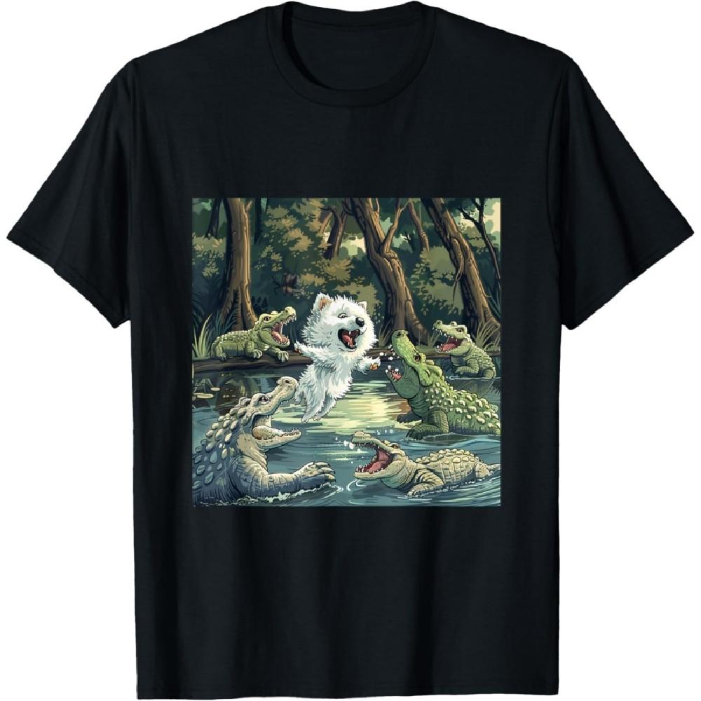 

Американская эскимосская собака Аллигатор Драка Щенок Питомец Гатор Эски Футболка XXXXXL чёрный