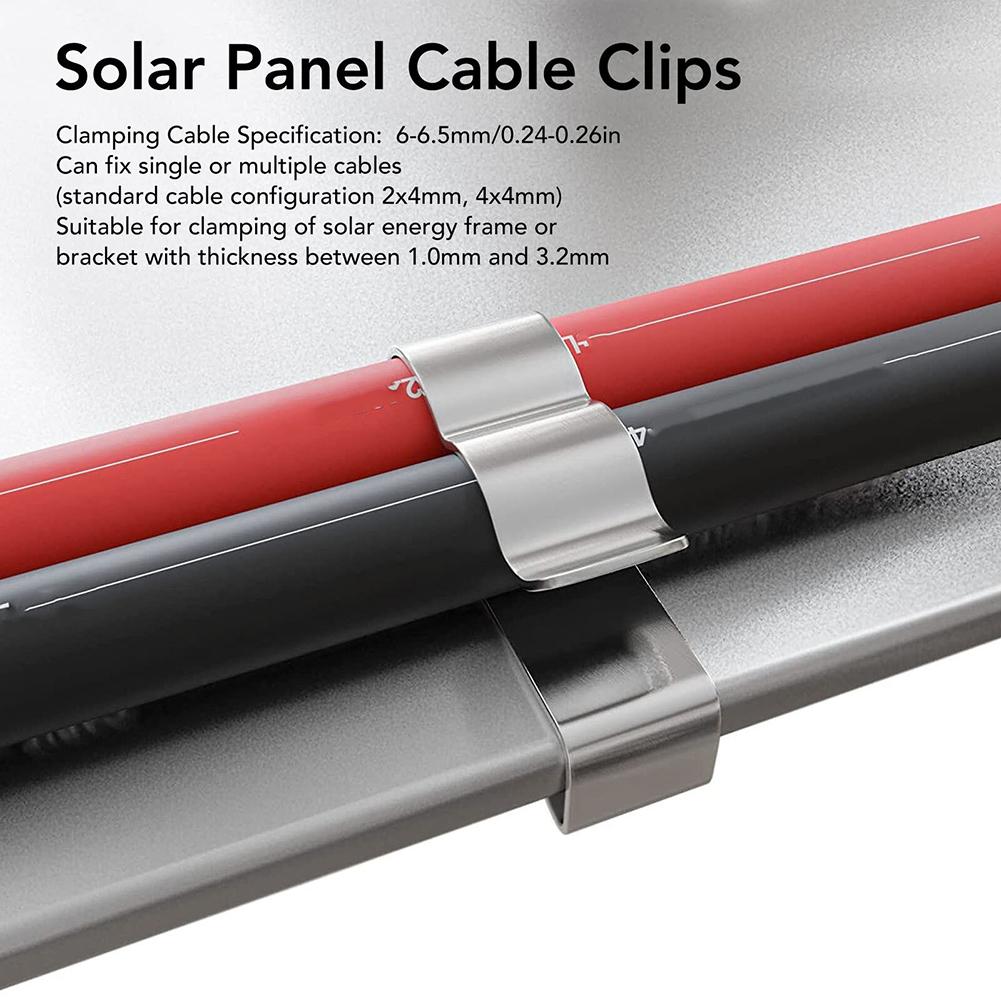 100 Pcs Stainless Steel Solar Panel Cable Clips For Home, Kayaks, Fishing Boats Wire Clip Set Wire Fastener Clamp Organizer