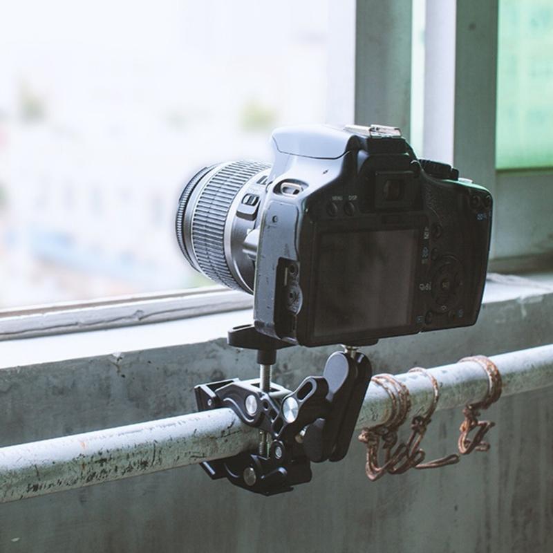 Super Clamp Double Ballhead Smartphones/Action Camera Mount Clip 0-65mm for Tripods and Gimbals