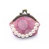 10.5cm Canvas Leaf Print Clasp Coin Purse - Handmade Retro Ladies' Clutch with Snap Closure