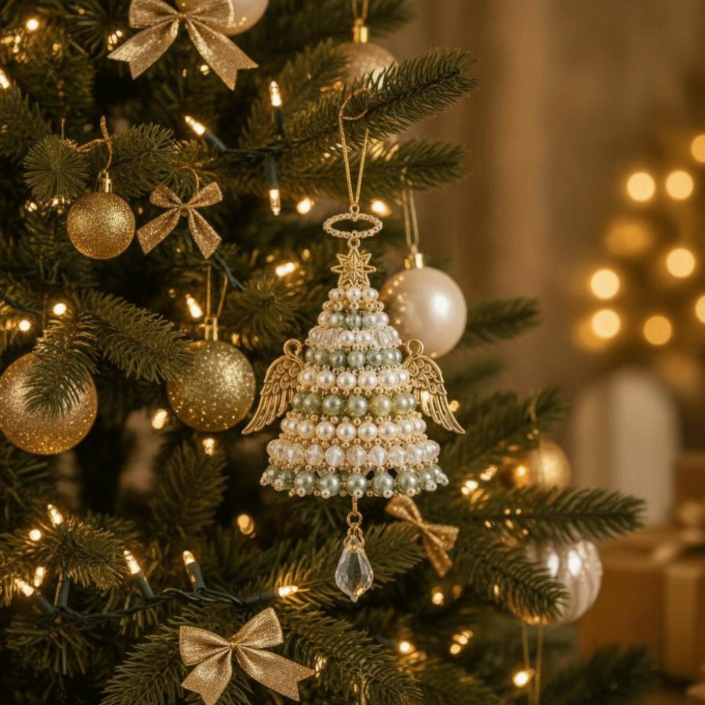 Sparkling Bead DIY Beaded Christmas Tree Kit Flat Design Christmas Tree Beaded Ornament Kit Gift
