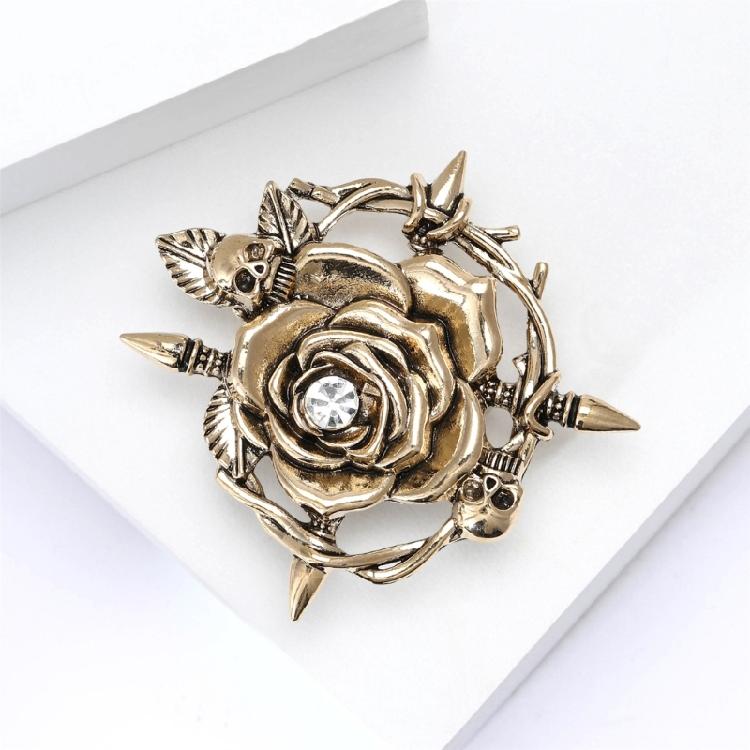 Stylish Skull Rose Brooch Unique Alloy Jewelry Fashion Brooch Clothing Jewelry Suitable for Music Festivals and Parties