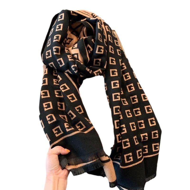 New Autumn and Winter G Letter Mid Length Imitation Cashmere Scarf Korean Style Retro Women's Scarf Thickened Warm Women's Shawl