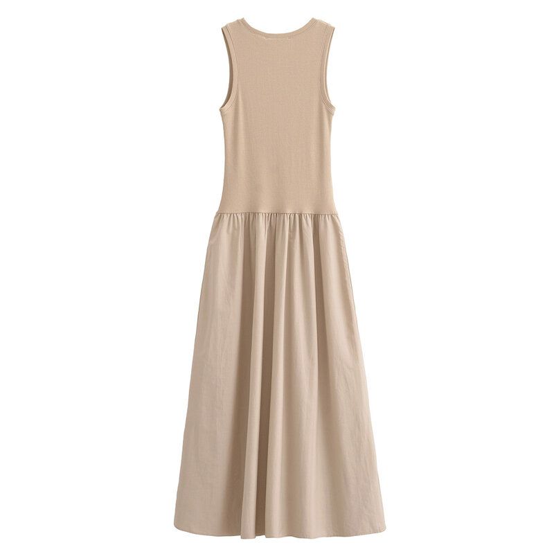 Fashion Style 2024 New Fall Women's Clothing Sleeveless Stylish Easiest for Match Two-Color Long Patchwork Vest Dress