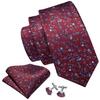 Men's Red Burgundy Neck Tie Handkerchief Cufflinks Boutonniere Tie Clip with Gift Box for Wedding Party Dating