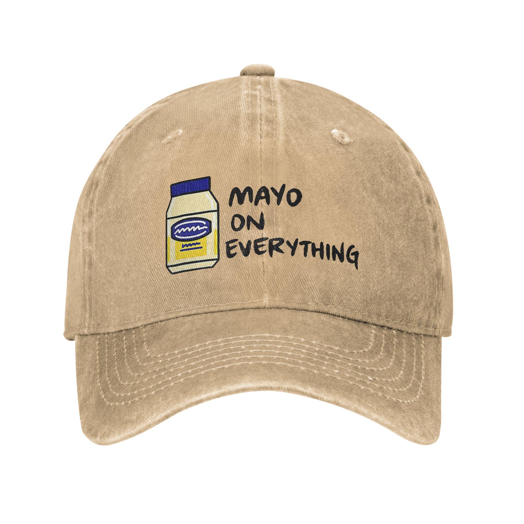 

Mayo (Mayonnaise) On Everything Denim Fabric Cap Casual Baseball Caps Adjustable Hat Summer Unisex Baseball Hats One Size