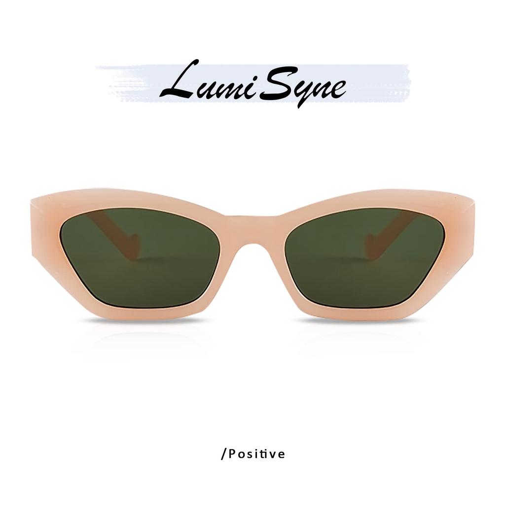 LumiSyne Vintage Cat Eye Sunglasses for Women and UV400 Personalized Small Frame Stereo Cat Eye Frame Eyewear for Travel and Driving Men, Protection,