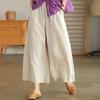 Women Summer Spring Pants Wide Leg Oversized Straight Solid Color Elastic Waist Match Top Pockets Deep Crotch Lady Ninth Pants Lady Garment