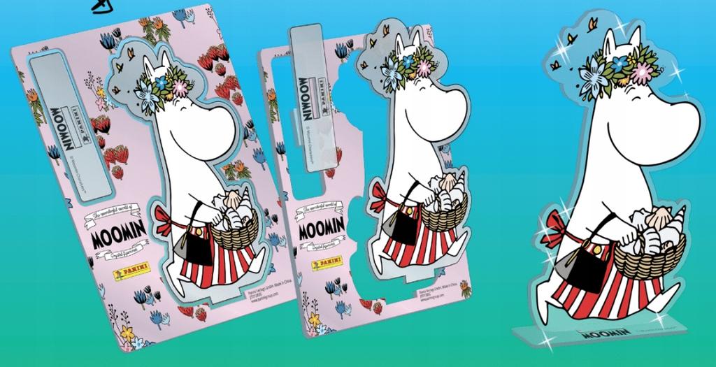 Panini muminki scatola regalo 5 bustine = 40 carte + 2 statuette di cristallo