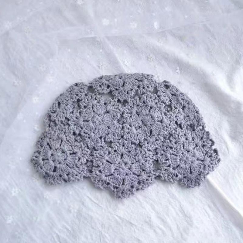 

Цветочная вышивка крючком ажурная вязаная шапка французские ретро-аксессуары для шапочки серый