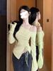 Spring & Autumn Asymmetrical Shoulder Dress with Double Straps & Drawstring - Sexy Curve-Enhancing Date Outfit