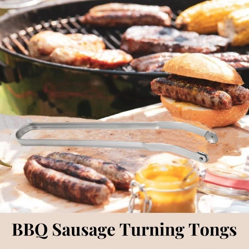 Barbekü Sosis Çevirme Maşası Yüksek Sıcaklık Direnci Metal Barbekü Sosisli Sandviç Çevirme Klipsi Barbekü Aletleri Çok Amaçlı Pişirme Maşası