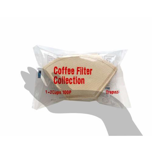 Kanae Paper Coffee Filters, KS, Trapezoidal Shape, 1-2 Cups, Pack of 100, Unbleached, Brown