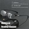 Anti Blue Light Multi Focus Far And Near Dual-Use Metal Frame Reading Glasses Tr Ultra Light Intelligent Zoom Presbyopia Glasses