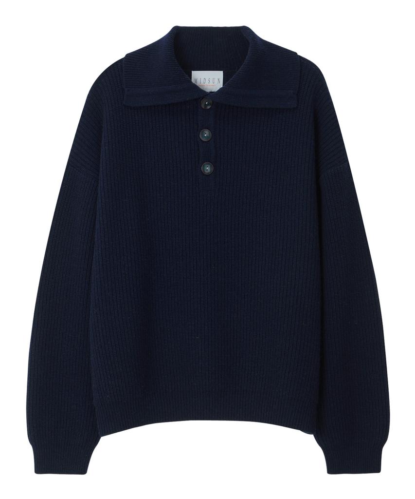 MIDSUN Wool High Neck Knit-Indigo