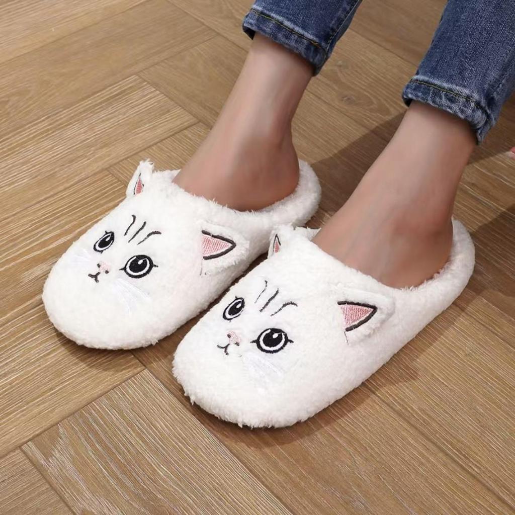 Herbst- und Winter Katzen Baumwollpantoffeln Cartoon Weiche Sohle Warme und Rutschfeste Hausschuhe