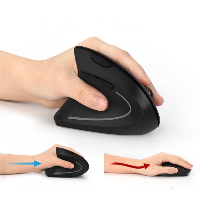 Vertical Ergonomic Wireless Mouse Cordless Optical Mouse1200DPI Adjustment and USB Receiver for Laptop and Desktop
