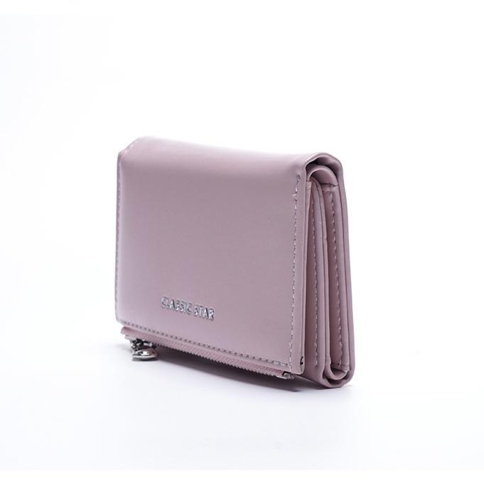 Women Wallet PU Leather 3-Fold Purse Portable Triple Fold Short Wallets Solid Color Coin Purse Multi-slot Card Holder Women